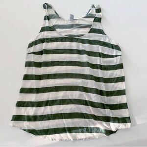 Old Navy Green and White Striped Sleeveless Shirt